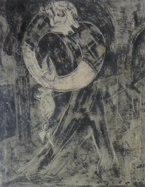 JAN VAERTEN / MANSFIGUUR / ORIGINEEL WERK / 89x69cm / KADER, Antiek en Kunst, Kunst | Schilderijen | Modern, Ophalen