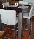 table haute avec plateau en verre noir, Maison & Meubles, Tables | Tables à manger, Comme neuf, Métal, 100 à 150 cm, Rectangulaire