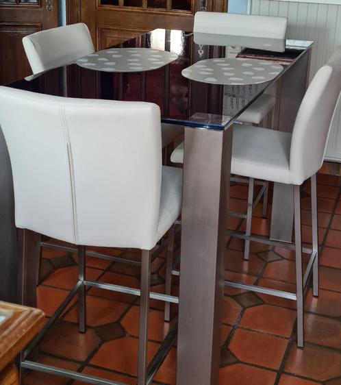 table haute avec plateau en verre noir, Maison & Meubles, Tables | Tables à manger, Comme neuf, 50 à 100 cm, 100 à 150 cm, Quatre personnes