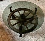 Table en verre roue de chariot, Enlèvement, Comme neuf