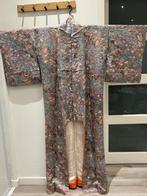 Japanse zijden kimono paars geweven met bloemenpatronen, Autre, Ophalen of Verzenden, Zo goed als nieuw, Maat 36 (S)