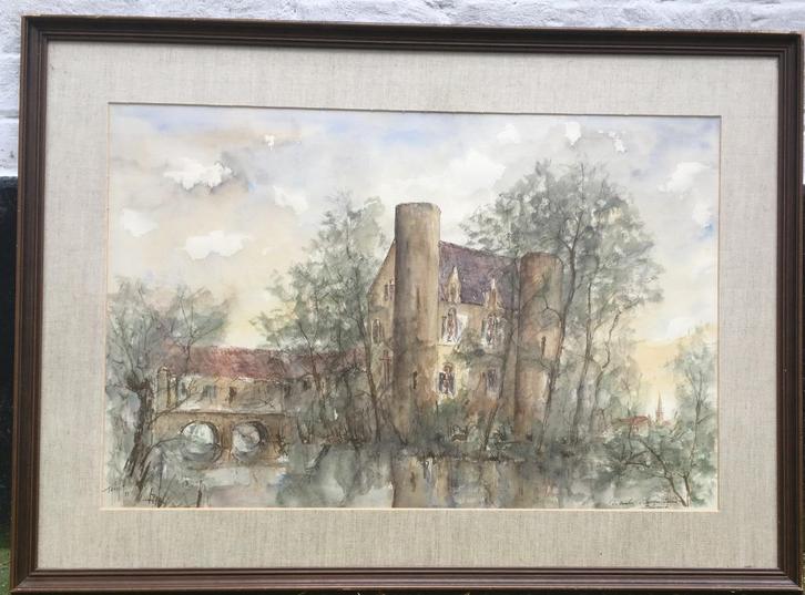 Georges Tahon -aquarel, Antiek en Kunst, Kunst | Schilderijen | Klassiek, Ophalen of Verzenden