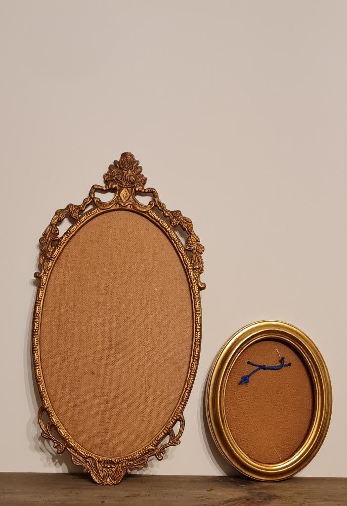 Vintage Engelse vergulde lijsten - ovaal model, Huis en Inrichting, Woonaccessoires | Lijsten, Gebruikt, Minder dan 50 cm, Minder dan 50 cm