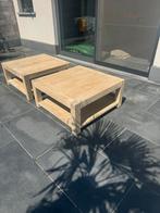 2 stevige houten salontafels –90 x 90 cm–tijdloos & stijlvol, Ophalen, Gebruikt, 50 tot 100 cm, Vierkant