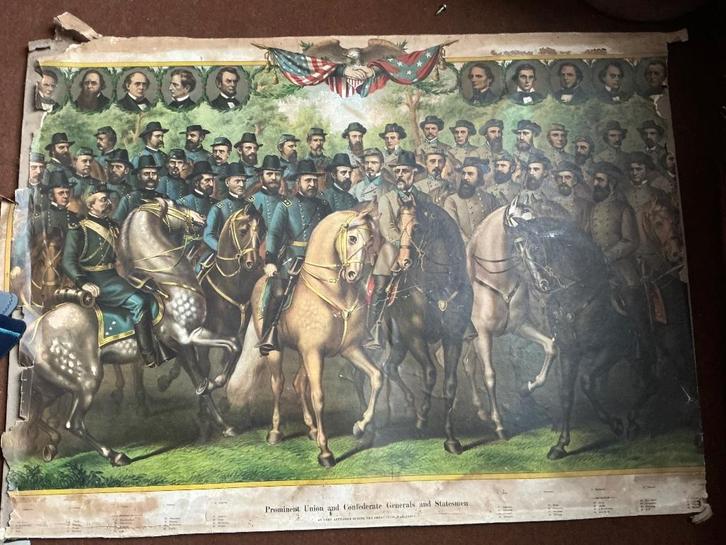 Oude originele poster uit Amerika (civiele oorlog 1861), Antiek en Kunst, Curiosa en Brocante, Ophalen