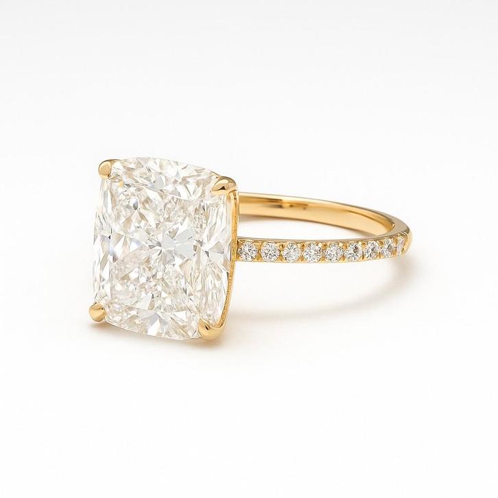 Exclusieve ring met 6.01 ct lab-grown diamant – IGI gecertif, Handtassen en Accessoires, Ringen, Geel, Goud, Ophalen of Verzenden