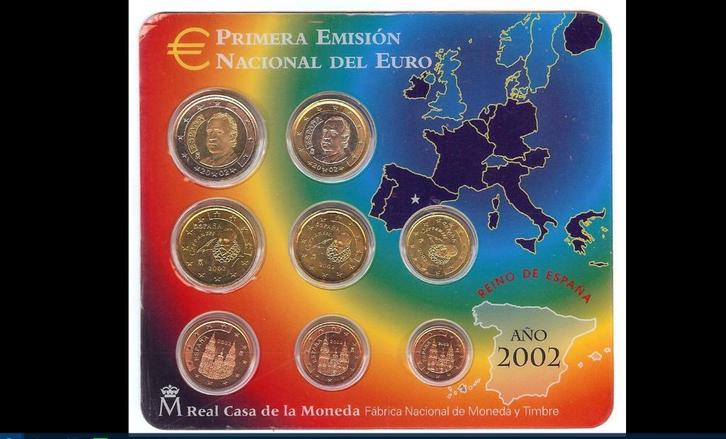 Complete 8-delige jaarset Euromunten Spanje 2002 BU FDC, Postzegels en Munten, Munten | Europa | Euromunten, Setje, Overige waardes