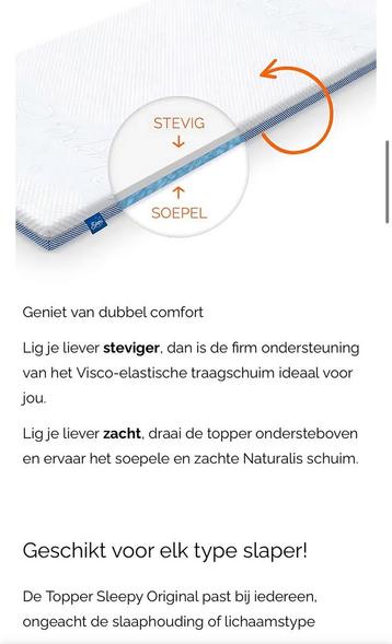Sleepy topper 180/200 2 hardheden beschikbaar voor biedingen