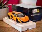 Autoart Mclaren 675lt 1/18 Oranje met wit interieur, Zo goed als nieuw, Autoart