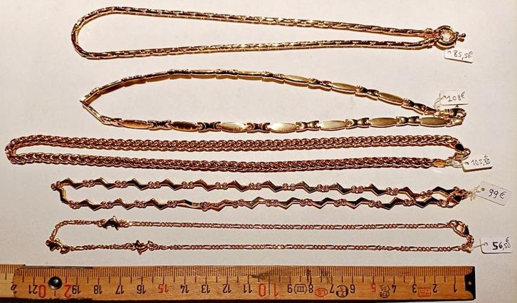 Colliers plaqué or (+ pierres) ras de cou, 38 à 44 cm, NEUFS, Bijoux, Sacs & Beauté, Colliers, Neuf, Autres matériaux, Or, Enlèvement ou Envoi