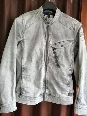 Veste G-Star Raw TS 46 tissu jeans épais gris, aspect cuir 