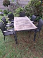 tuintafel teak met 8 tuinstoelen, Tuin en Terras, Ophalen, Zo goed als nieuw, Rechthoekig, Aluminium