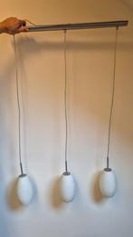moderne luster met 3 hanglampen, Ophalen, Zo goed als nieuw, Glas, 75 cm of meer