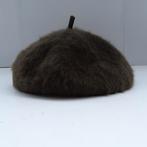 Donkergroene baret in mohairwol., Kleding | Dames, Ophalen of Verzenden, Zo goed als nieuw