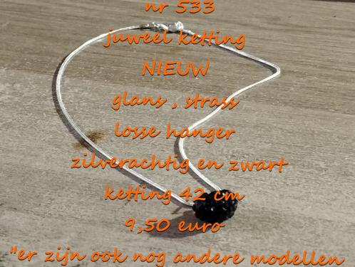 533. juweel ketting , NIEUW ,  verzending inbegrepen, Handtassen en Accessoires, Kettingen, Nieuw, Overige materialen, Zwart, Met hanger