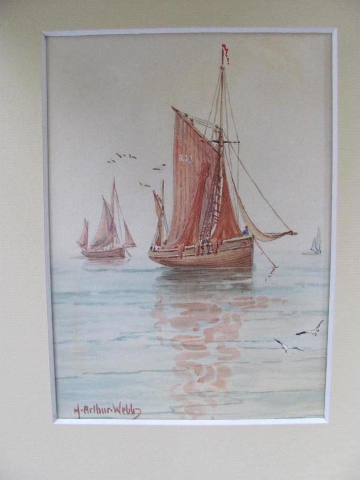 Arthur Webb Miniatuur schilderijtje, Antiek en Kunst, Kunst | Schilderijen | Klassiek, Ophalen of Verzenden