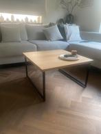 Salontafel massief eik/zwart metalen onderstel 80x80cm, Huis en Inrichting, Ophalen, Zo goed als nieuw
