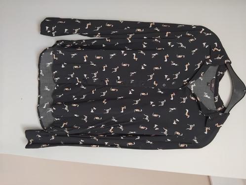 Donkerblauw hemd hondjes 36, Kleding | Dames, Blouses en Tunieken, Zo goed als nieuw, Maat 36 (S), Blauw, Ophalen of Verzenden