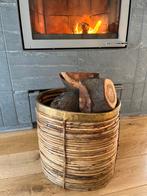 Rieten mand met kopere rand, Ophalen of Verzenden, Hout, Mand