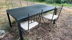 Kwaliteit tuintafel van melkglas met stoelen, Tuin en Terras, Tuintafels, Ophalen, Zo goed als nieuw