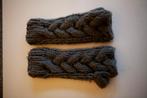 Gebreide grijze wollen vingerloze handschoenen, Ophalen of Verzenden, Gedragen, Maat 36 (S), Handschoenen