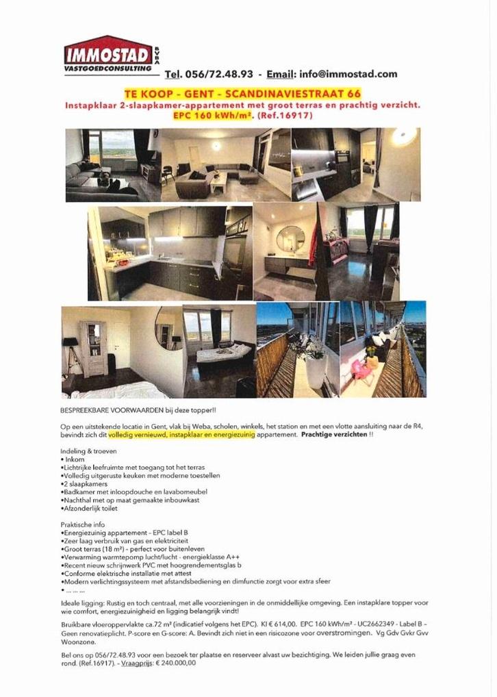 Appartement, Immo, Huizen en Appartementen te koop, Gent, tot 200 m², Appartement, B