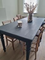 Grenen eettafel + 6 stoelen, Ophalen, Gebruikt, 200 cm of meer, 50 tot 100 cm