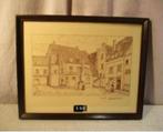 Joli dessin ancien « Sur la place du village » - Cauwenberg, Antiquités & Art, Enlèvement ou Envoi