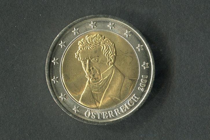 Oostenrijk 2001 proof Grillparzer, zeer zeldzame Grillparzer, Postzegels en Munten, Munten | Europa | Euromunten, Setje, 2 euro