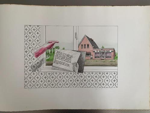 Tejo Van den Broeck - litho + aquarel, Antiek en Kunst, Kunst | Litho's en Zeefdrukken, Ophalen of Verzenden