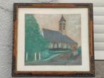 aquarelle eglise de berchem st agathe signe verfaillie, Antiek en Kunst, Ophalen of Verzenden