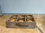 Decoratie Flamant houten bakje met 6 terracotapotjes NIEUW, Huis en Inrichting, Woonaccessoires | Kisten, Ophalen, Nieuw