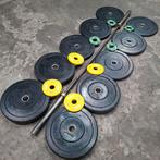 Olympische Bumper en Atx Plates + Olympische Barbell 220cm, Sport en Fitness, Fitnessmaterialen, Ophalen