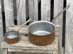 twee roodkoperen steelpannetjes, Ophalen, Gebruikt, Koekenpan of Braadpan