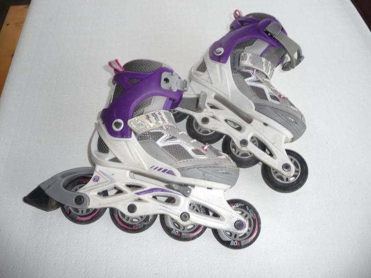 Rollerblades voor meisjes, Sport en Fitness, Skeelers, Gebruikt, Inline skates 4 wielen, Kinderen, Verstelbaar, Ophalen of Verzenden