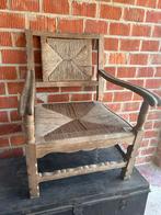 Vintage armstoel met rieten zitting, Huis en Inrichting, Ophalen