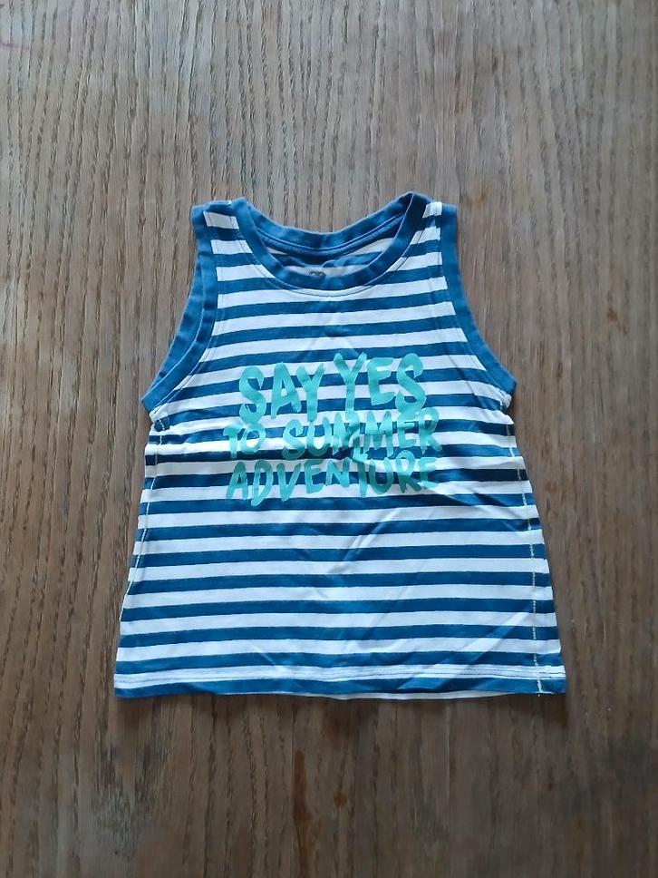 Gestreept La Redoute hemdje met tekstprint – maat 104, Kinderen en Baby's, Kinderkleding | Maat 104, Zo goed als nieuw, Jongen