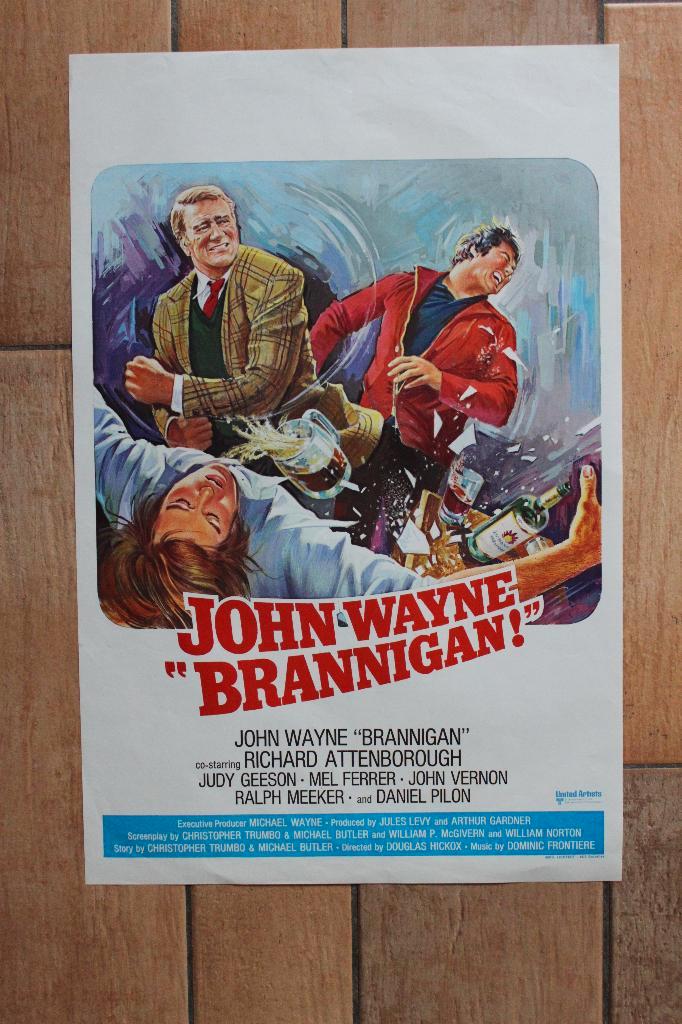 filmaffiche John Wayne Brannigan 1975 filmposter, Verzamelen, Posters, Zo goed als nieuw, Film en Tv, A1 t/m A3, Rechthoekig Staand