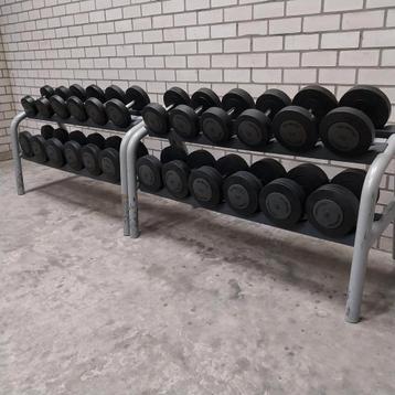 Technogym dumbells set 12 kilo tot 36 kilo + technogym racks beschikbaar voor biedingen