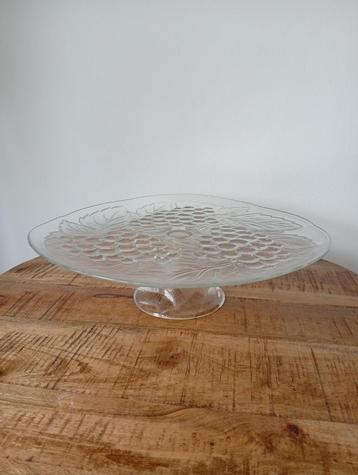 Glazen Cakestaander/taartplateau/etagère met druiventrossen beschikbaar voor biedingen