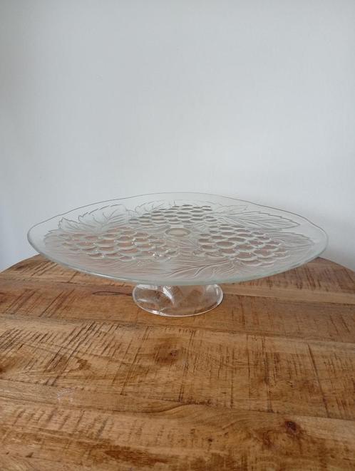 Glazen Cakestaander/taartplateau/etagère met druiventrossen, Huis en Inrichting, Woonaccessoires | Etagères, Zo goed als nieuw