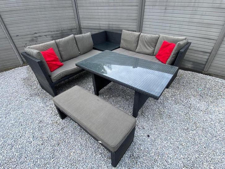 Hartman tuinset grijs, Tuin en Terras, Tuinsets en Loungesets, Zo goed als nieuw, Tuinset, Kunststof, 8 zitplaatsen, Bank, Eettafel