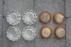2 sets antieke glazen kachelvoetjes onderzetters, Huis en Inrichting, Kachels, Ophalen of Verzenden, Gebruikt