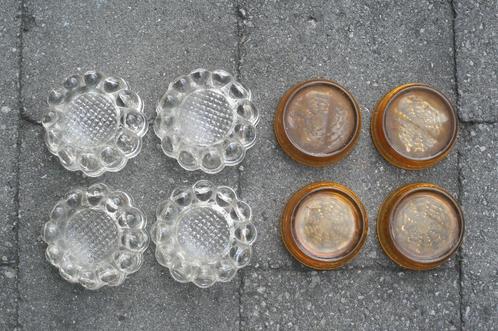 2 sets antieke glazen kachelvoetjes onderzetters, Huis en Inrichting, Kachels, Gebruikt, Ophalen of Verzenden