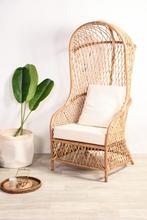 Fauteuil  chaise rotin oisier avec coussins en tissu écru, Maison & Meubles, Fauteuils, Comme neuf, Tissus, Enlèvement
