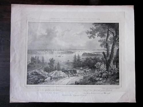 6 lithographies Amérique New-York USA XIXème Indiens Pilgrim, Antiek en Kunst, Kunst | Litho's en Zeefdrukken, Ophalen of Verzenden