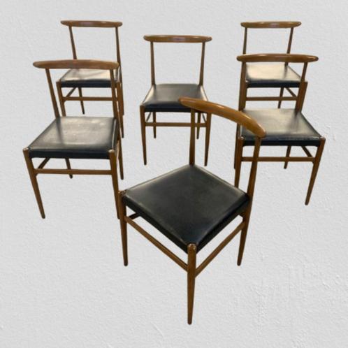 6 mid-century design eetkamerstoelen, Antiek en Kunst, Antiek | Meubels | Stoelen en Sofa's, Ophalen of Verzenden
