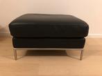 Lederen zwarte voetenbank, Huis en Inrichting, Ophalen, Zo goed als nieuw