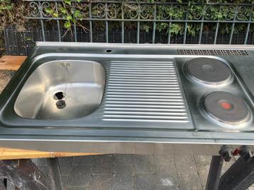 FRANKE aanrechtblad spoelbak+ elektrische kookplaat 120x60  beschikbaar voor biedingen