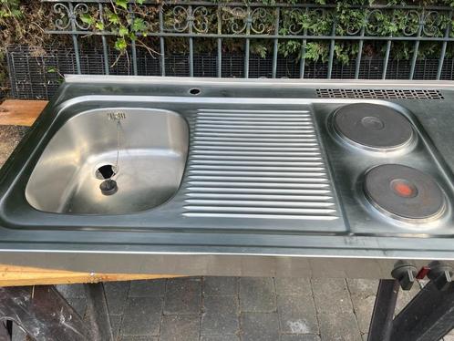 FRANKE aanrechtblad spoelbak+ elektrische kookplaat 120x60, Huis en Inrichting, Keuken | Keukenelementen, Gebruikt, 100 tot 150 cm